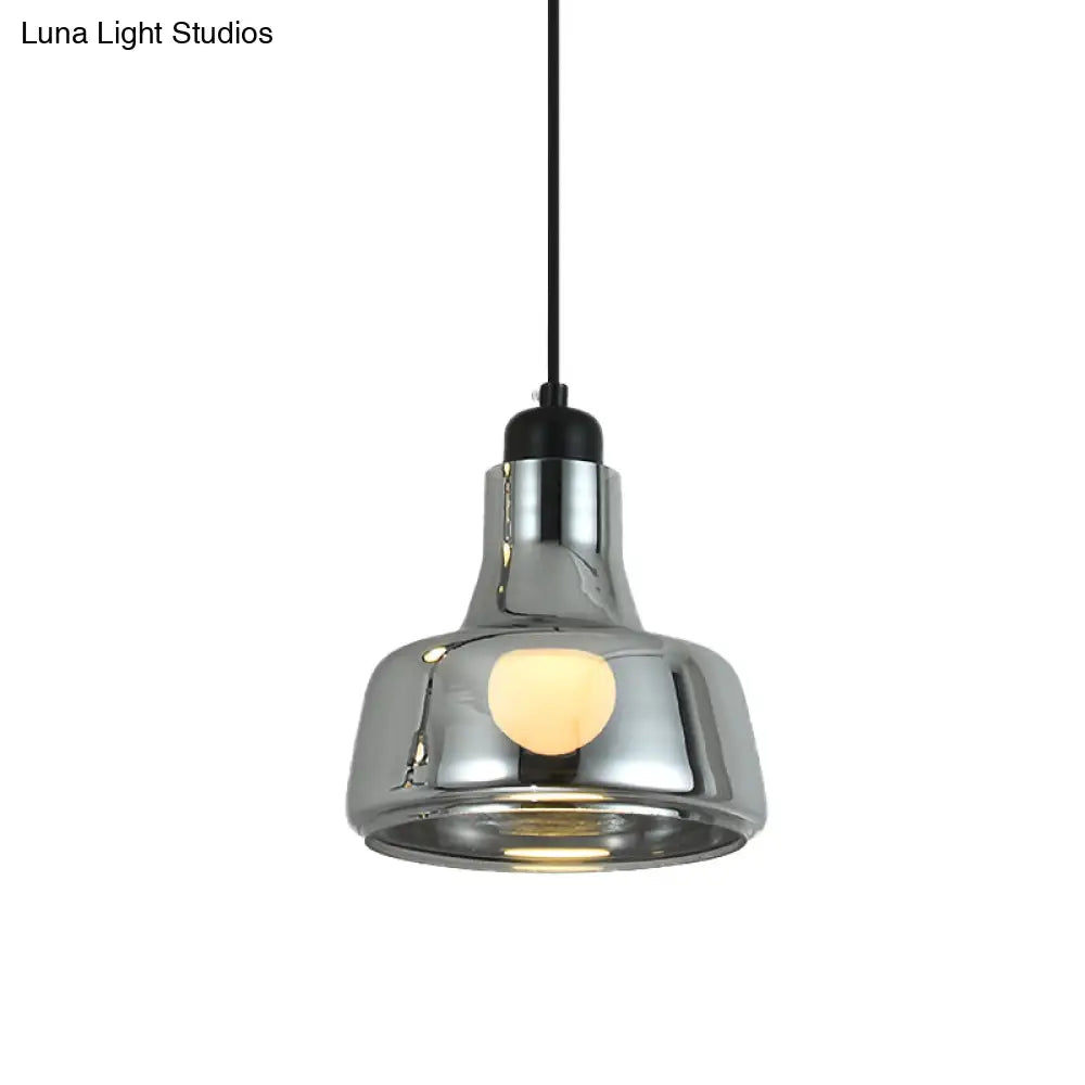 Smoke Gray Glass Industrial Pendant Lamp for Bedroom