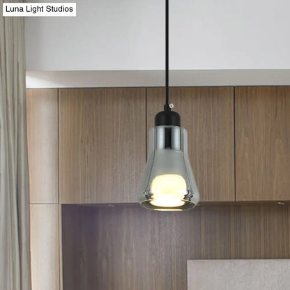 Smoke Gray Glass Industrial Pendant Lamp for Bedroom