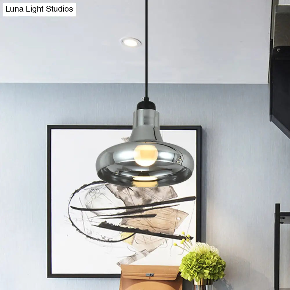 Smoke Gray Glass Industrial Pendant Lamp for Bedroom