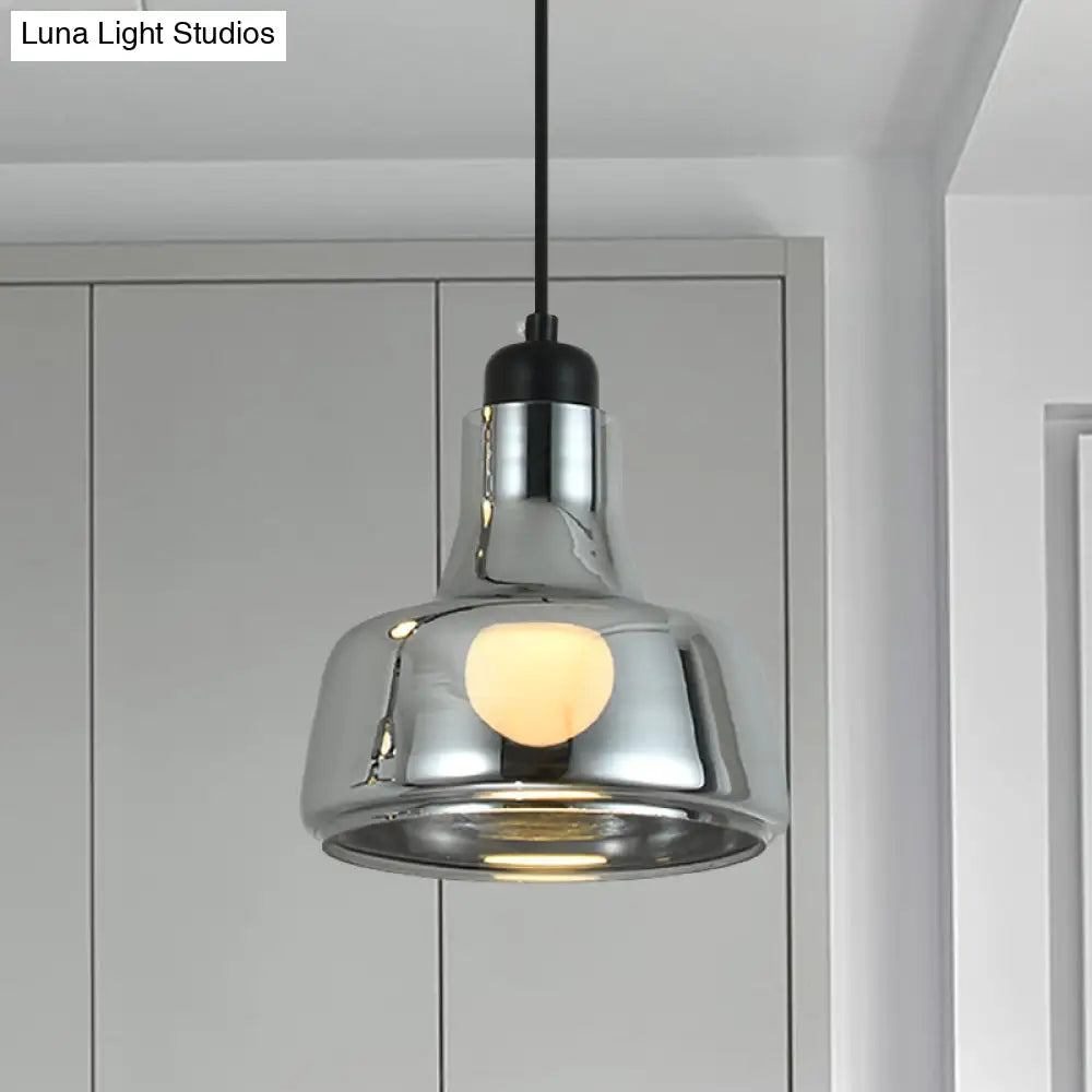 Smoke Gray Glass Industrial Pendant Lamp for Bedroom