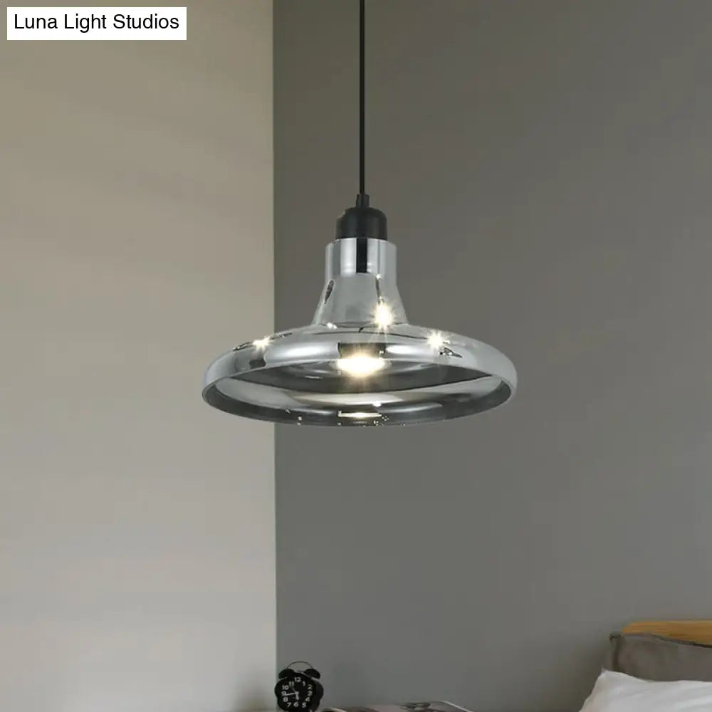 Smoke Gray Glass Industrial Pendant Lamp for Bedroom