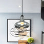 Smoke Gray Glass Industrial Pendant Lamp for Bedroom