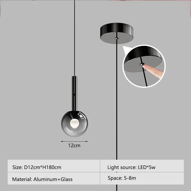 Smoke Gray Glass Multi-Light Staircase Pendant Light - Decorbites