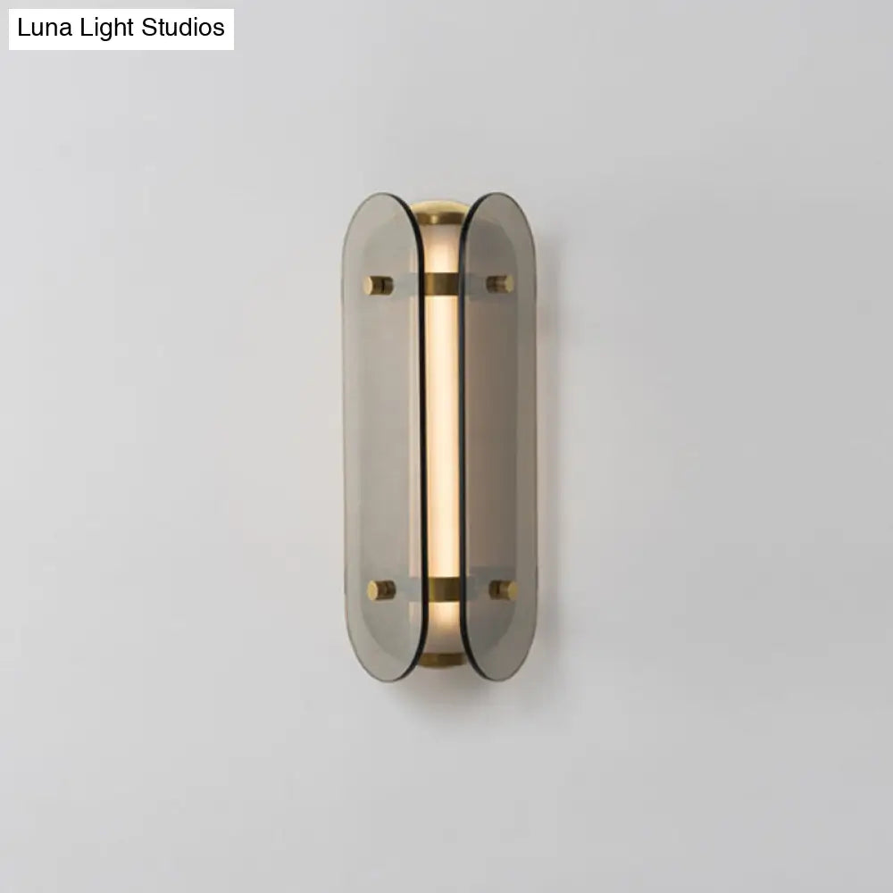 DecorBites™ DecorBites™ Smoke Gray Glass Pill Capsule Bedside Sconce - Minimalist 1-Bulb Wall Mounted Lamp