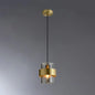 Smoke Grey Glass Cylinder Pendant Light - Brass Single Postmodern Bedroom Down Lighting