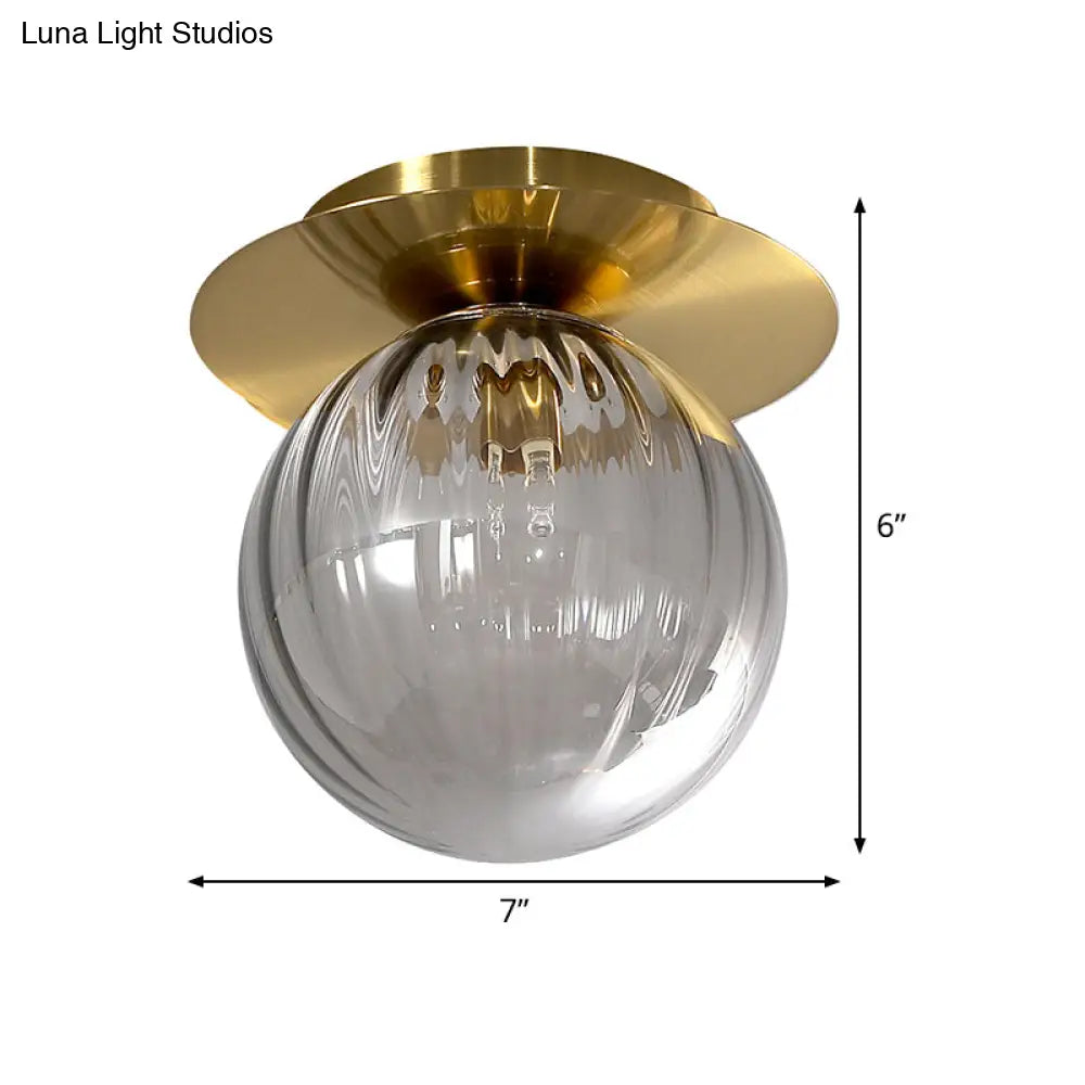 DecorBites™ DecorBites™ Smoked Water Glass Corridor Flushmount Lighting: Gold Finish Ceiling Lamp