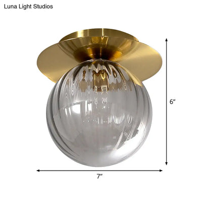 DecorBites™ DecorBites™ Smoked Water Glass Corridor Flushmount Lighting: Gold Finish Ceiling Lamp
