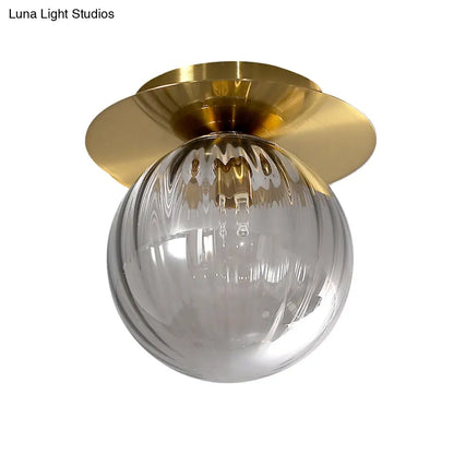 DecorBites™ DecorBites™ Smoked Water Glass Corridor Flushmount Lighting: Gold Finish Ceiling Lamp
