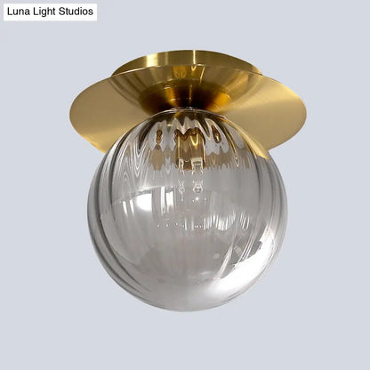 DecorBites™ DecorBites™ Smoked Water Glass Corridor Flushmount Lighting: Gold Finish Ceiling Lamp