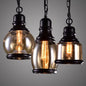 Smoky Grey Glass Industrial Pendant Light Kit with Black Globe and Oval Drop Design for Kitchen - 1 Head