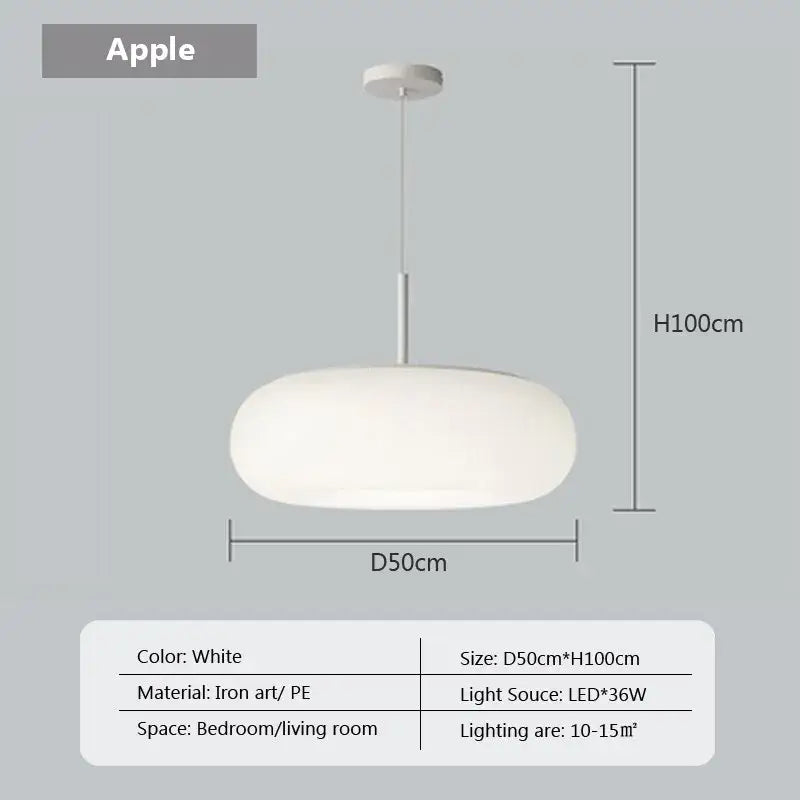 White modern pendant light with smooth frosted glass shade and iron frame decorbites cream apple pendant light