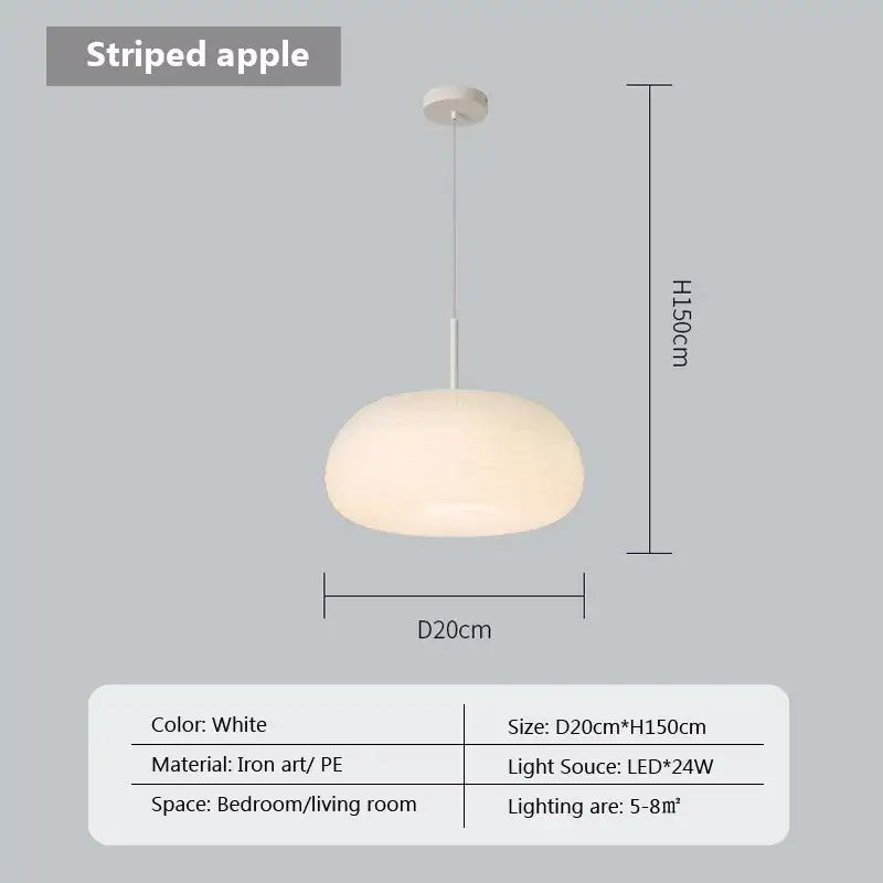 White dome-shaped decorbites cream apple pendant light with smooth frosted finish and minimalist design for bedroom decor