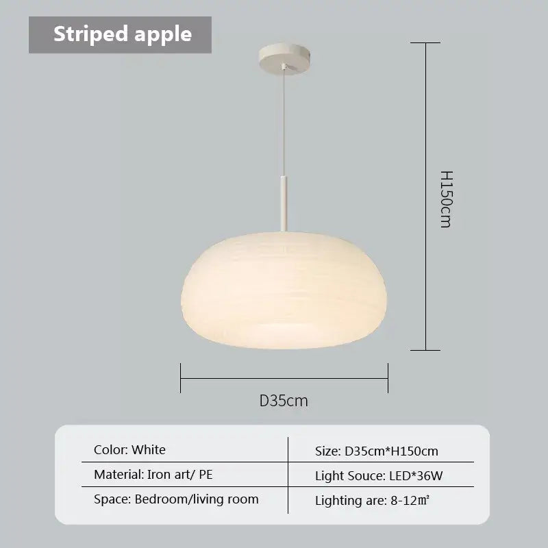 Soft cream apple decorbites pendant light with dome shape frosted finish in iron and PE ideal for bedroom decor