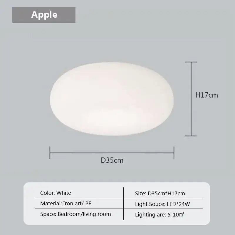 White oval-shaped decorbites cream apple pendant light made of iron art and PE with 24w led bulb for bedroom decor