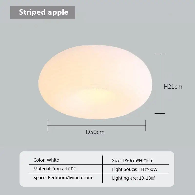 White oval-shaped ceiling pendant light with frosted finish and led lighting in decorbites cream apple style