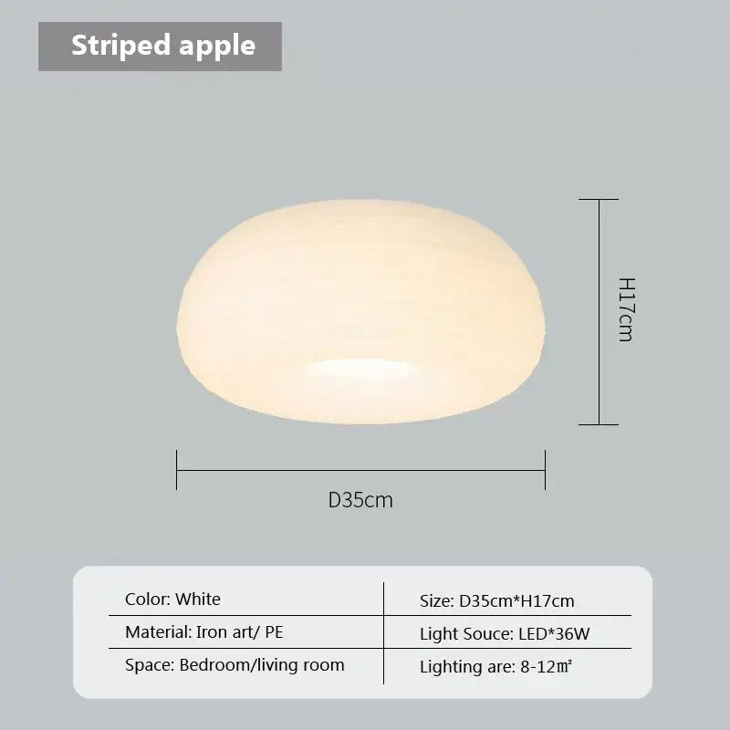White oval-shaped decorbites cream apple pendant light with smooth frosted finish and led lighting for bedroom decor