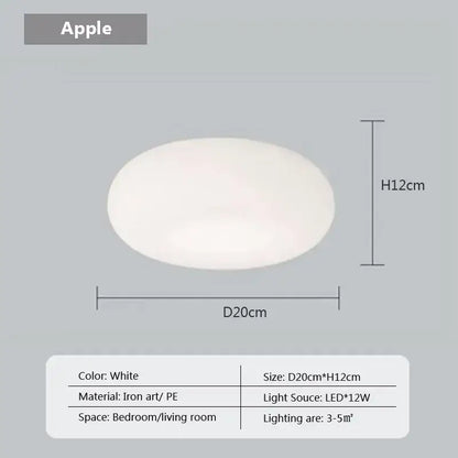 White oval-shaped led pendant light with matte iron art and pe finish from decorbites cream apple collection