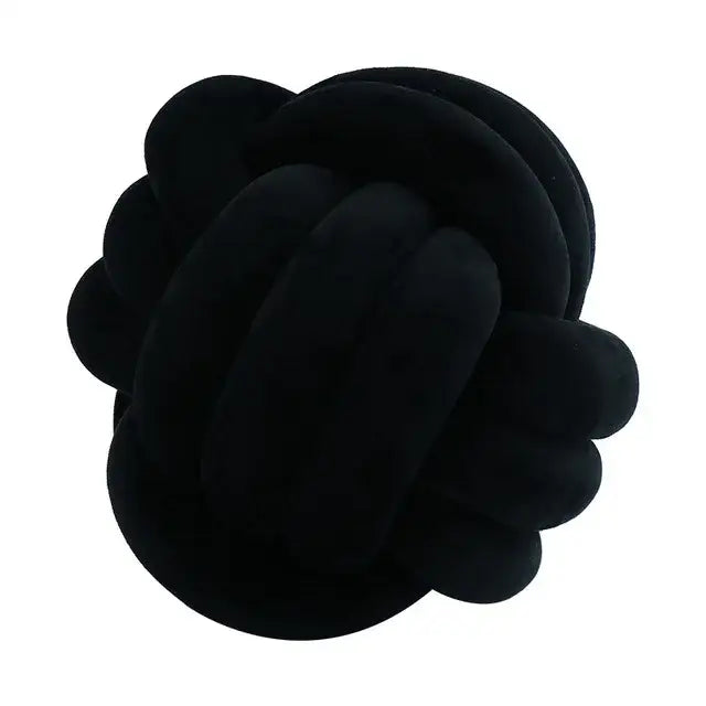 Black velvet knotted ball round cushion soft pink velvet knotted ball round pillow for bedroom decor