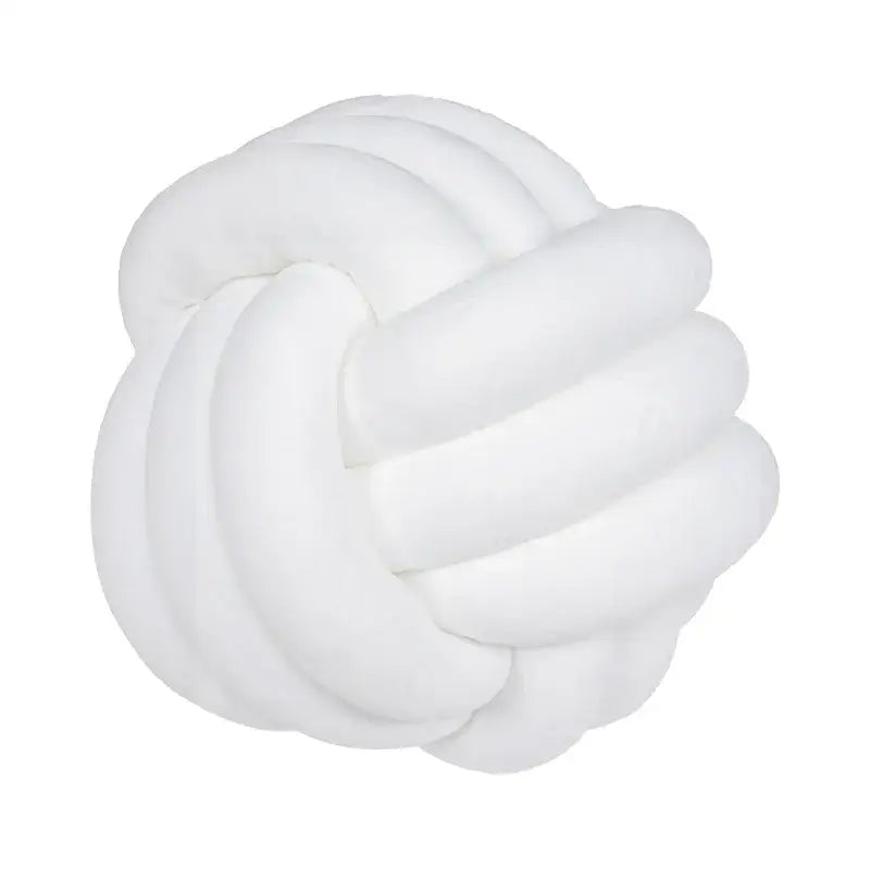 White plush velvet knotted ball round pillow for bedroom decor soft pink velvet knotted ball round pillow alternative