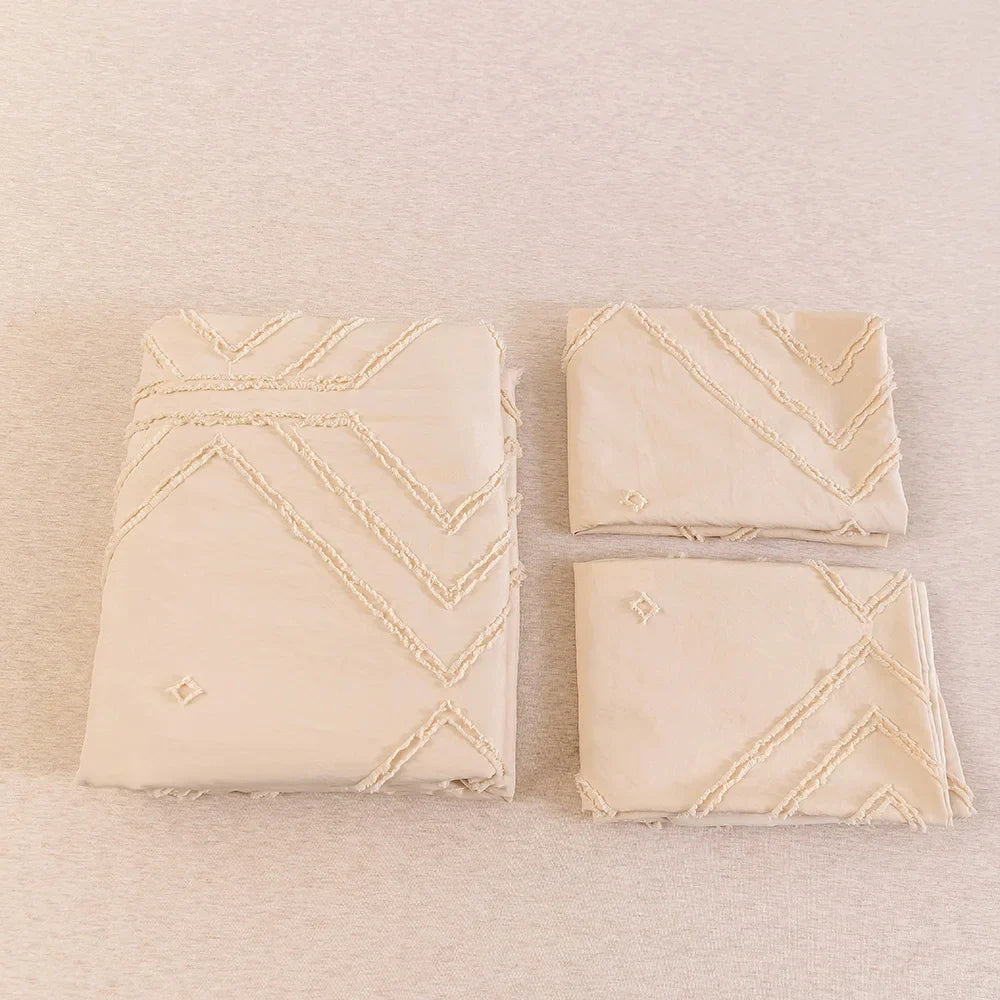 Soft Tufted Microfiber Duvet Cover Set