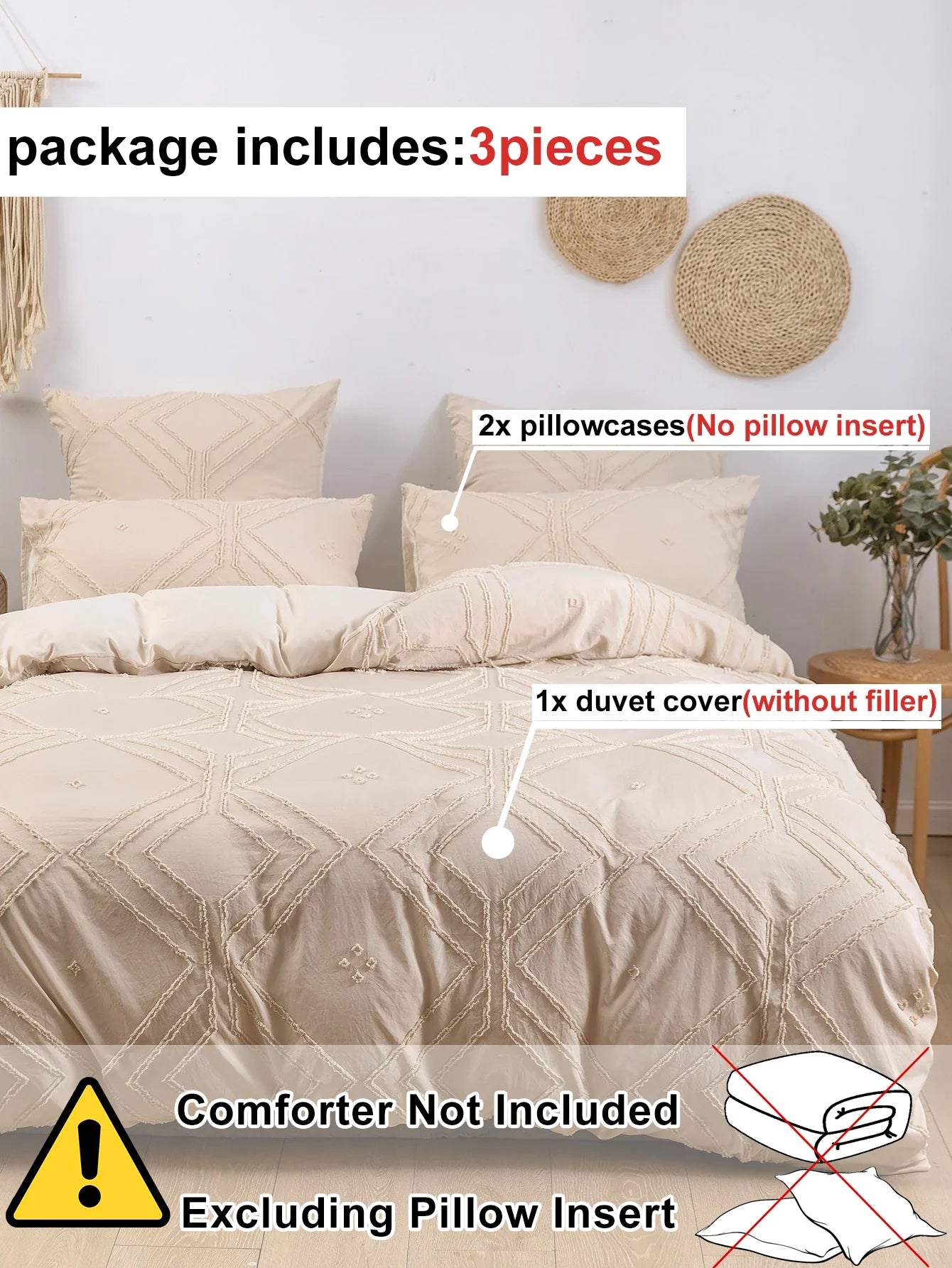 Soft Tufted Microfiber Duvet Cover Set