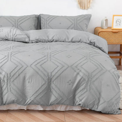 Soft Tufted Microfiber Duvet Cover Set