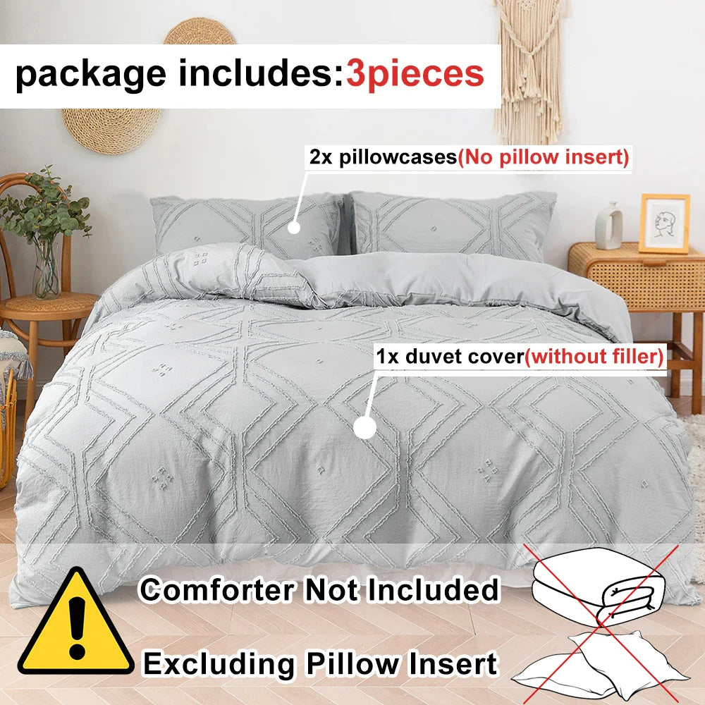 Soft Tufted Microfiber Duvet Cover Set