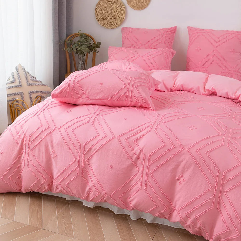Soft Tufted Microfiber Duvet Cover Set