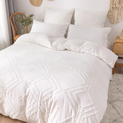 Soft Tufted Microfiber Duvet Cover Set