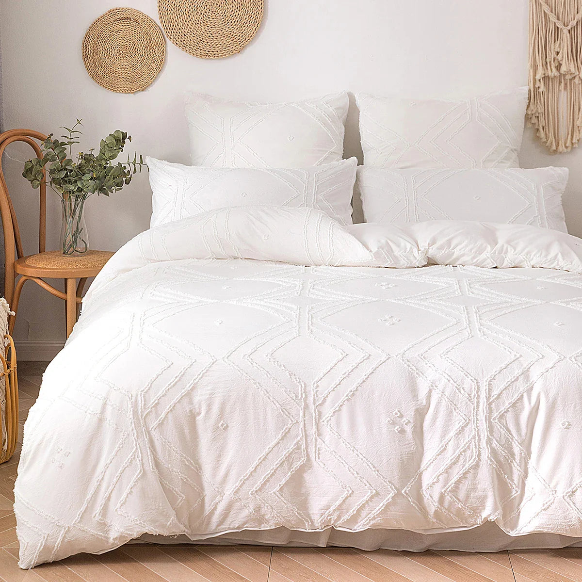 Soft Tufted Microfiber Duvet Cover Set