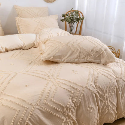 Soft Tufted Microfiber Duvet Cover Set