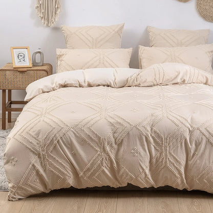 Soft Tufted Microfiber Duvet Cover Set - JianHuaDafangGe-KaQi / 240*220cm
