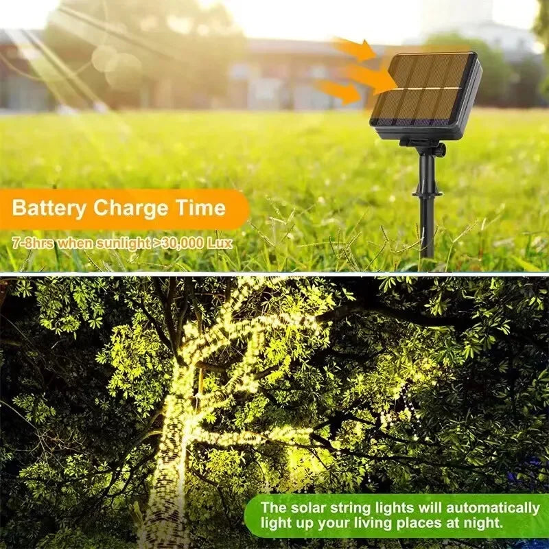 Black solar fairy light with rectangular solar panel and adjustable stake for outdoor waterproof string light use