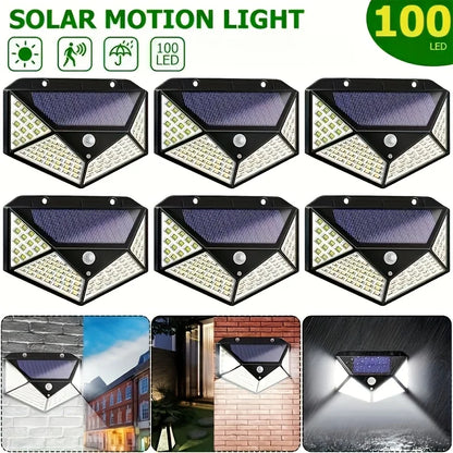 Solar LED Outdoor Lights Set for Garden with Motion Sensor - 4PCS 100LED / Warm White