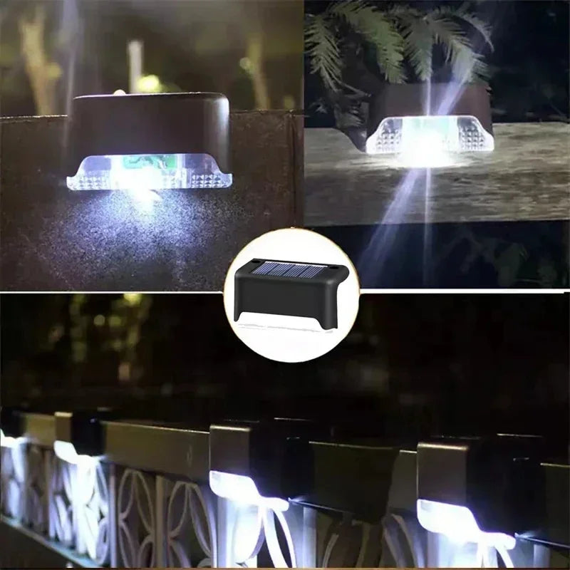 Solar LED Outdoor Stair Lights Set - black white / 1 pack