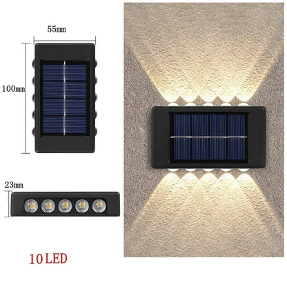 Solar LED Outdoor Wall Light - 10leds 1pcs lamp / Warm Light