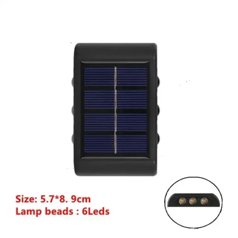 Solar LED Outdoor Wall Light - 6leds 1pcs lamp / Warm Light