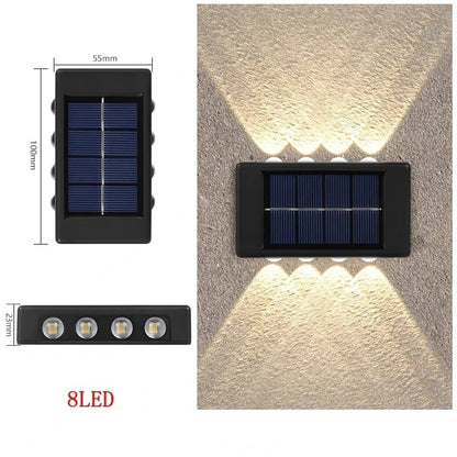 Solar LED Outdoor Wall Light - 8leds 1pcs lamp / Warm Light