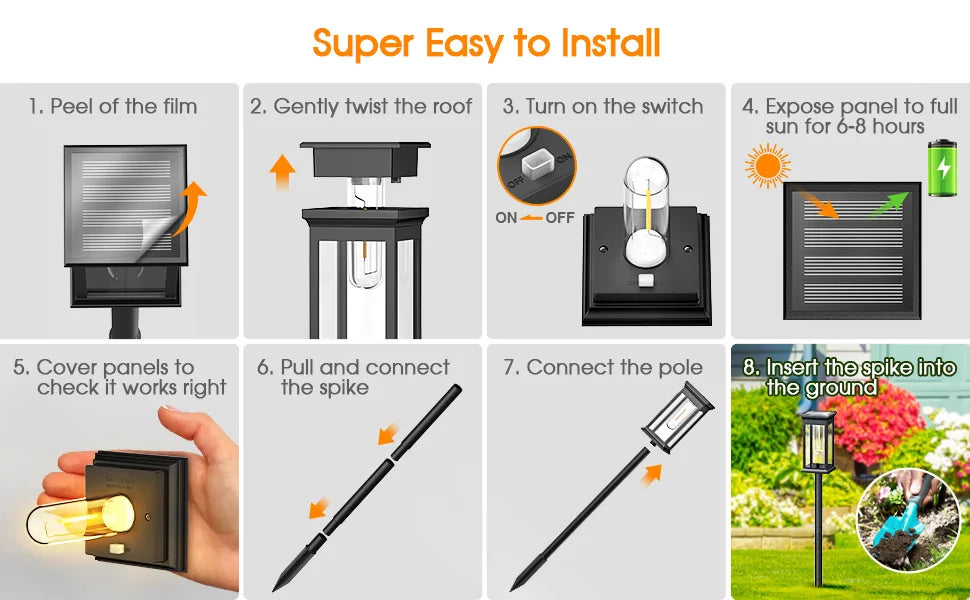 Solar Lights Pack Super Bright 12Hrs