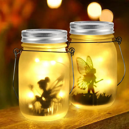 Solar Mason Jar Fairy Lights for Garden Decoration - 2pcs Warm White