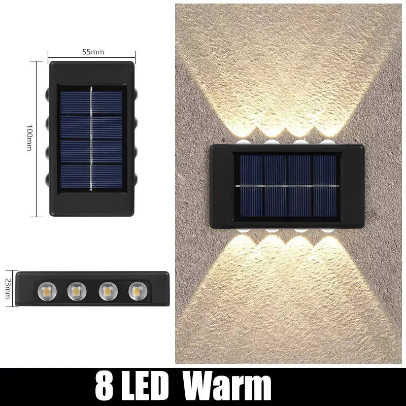 Solar Outdoor Wall Lights for Garden Decor - 8 LED Warm-1PC / 0-5W