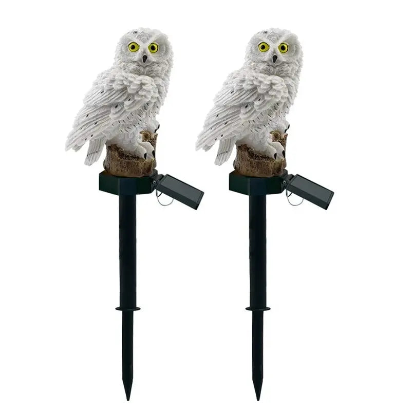 Solar Owl Garden Light - Decorative Waterproof LED - white 2pcs