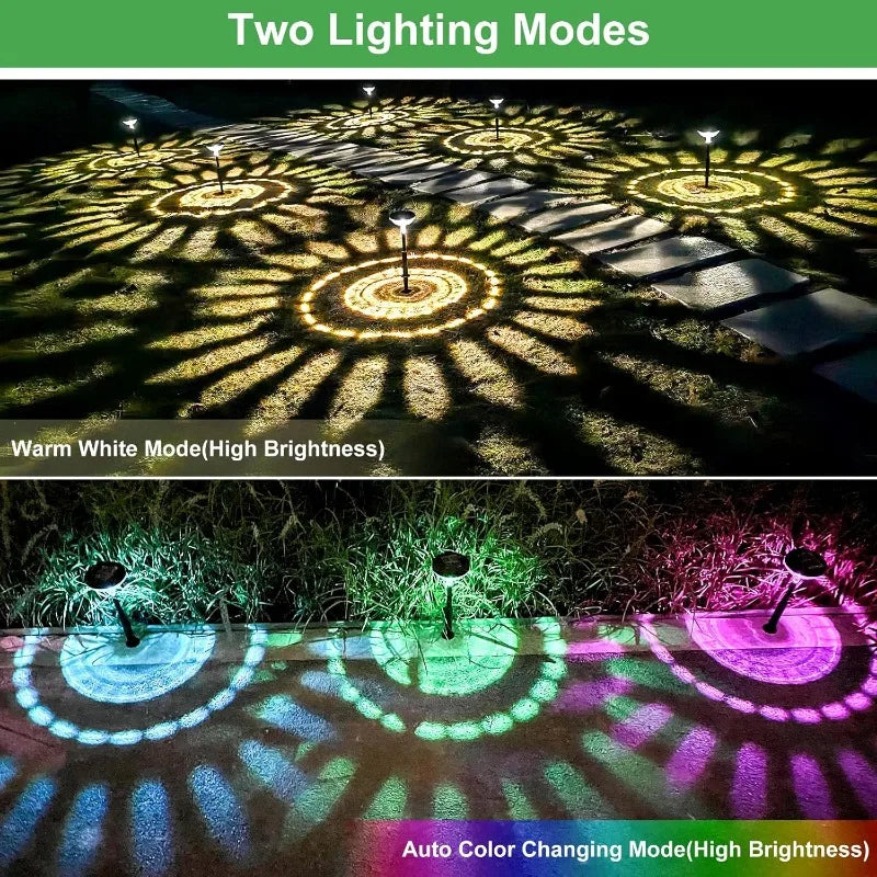 Solar Pathway Lights 6 Pack Color Changing & Warm White LED Waterproof