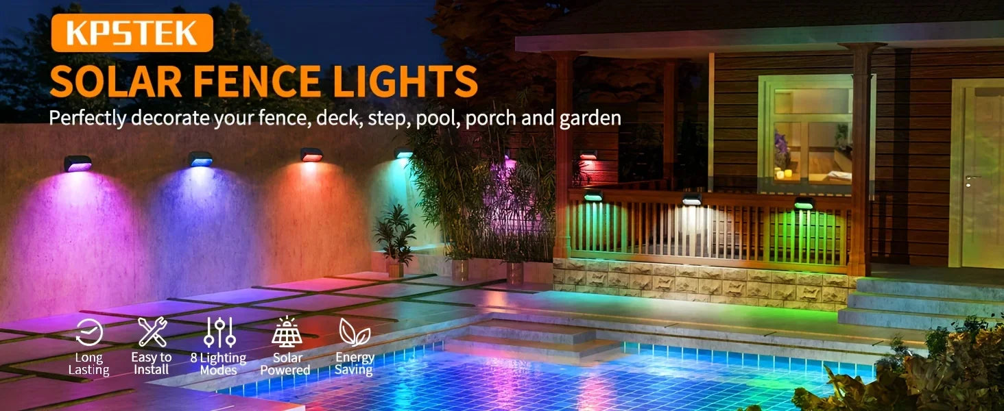 Solar-Powered Fence Lights for Yard Deck Patio