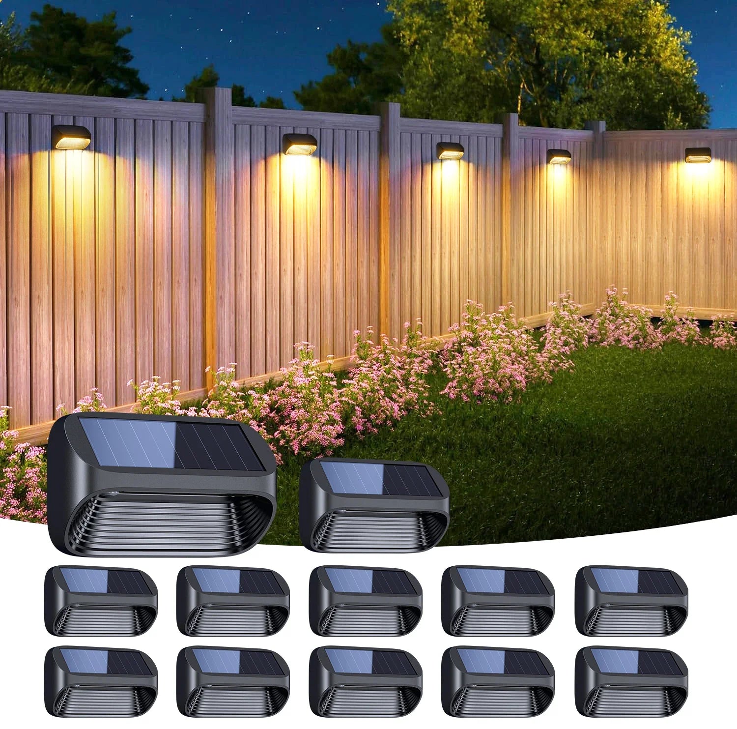 Solar-Powered Fence Lights for Yard Deck Patio - 3modes / United States / 12Pack