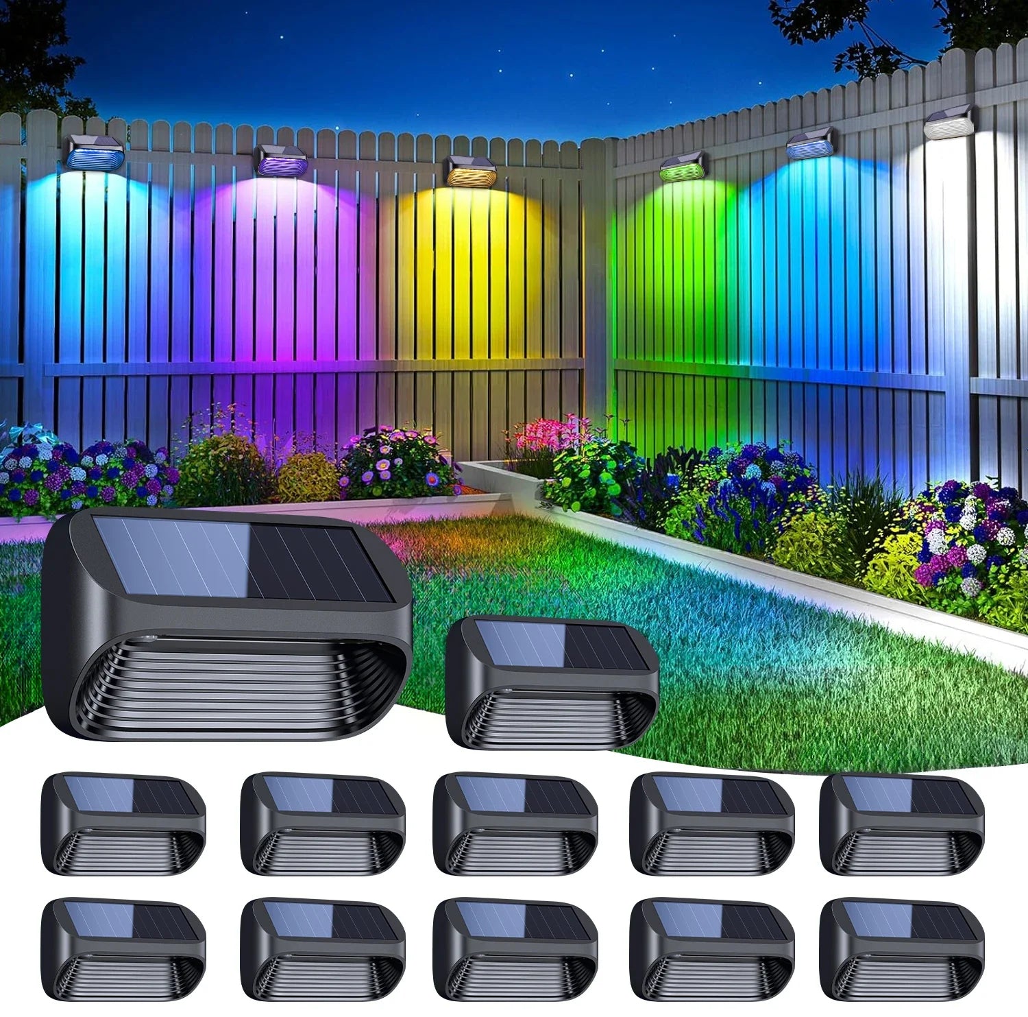 Solar-Powered Fence Lights for Yard Deck Patio - 8modes / United States / 12Pack