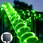 Green led solar rope lights with spiral design waterproof for outdoor garden deck with 8 lighting modes