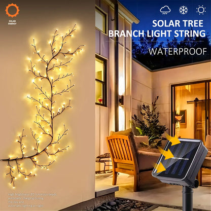 Solar Willow Vine Light: Outdoor Decoration Waterproof Fairy Light - Warm White / 72LEDS 4.7Ft
