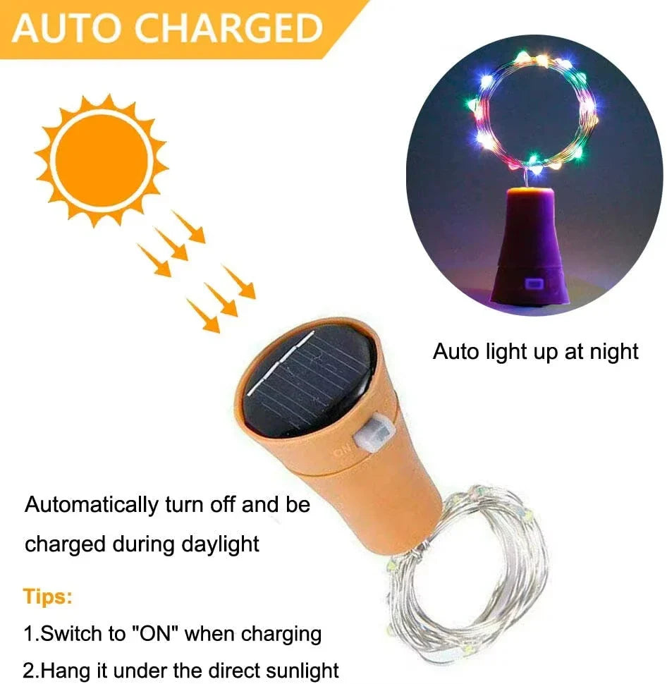 Solar Wine Bottle Fairy Lights - Home Decoration
