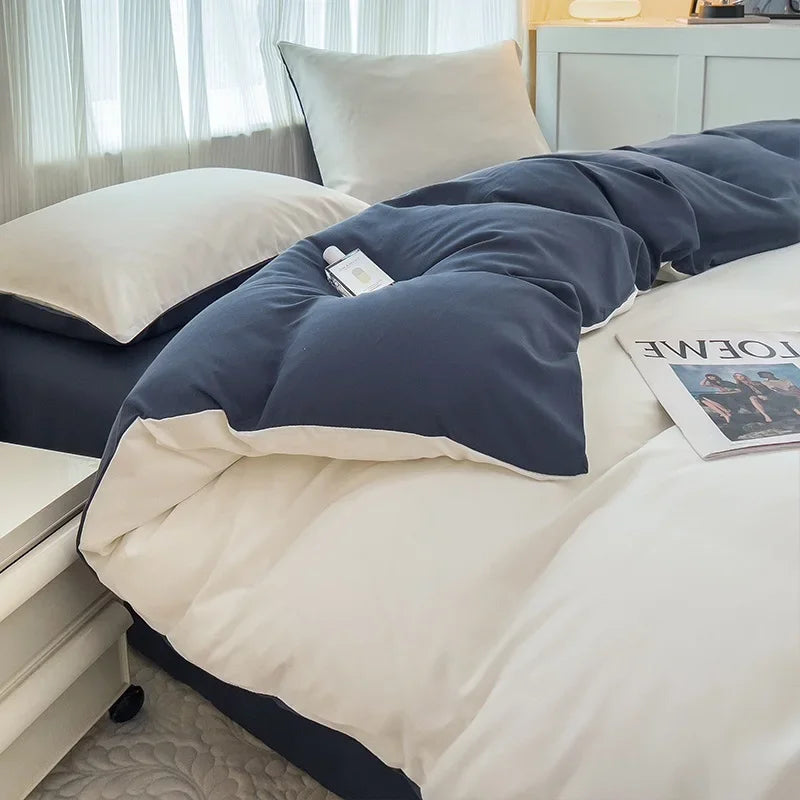 Solid Color Brush Fabric Bedding Set - 4 Pieces - 1 / Cover 180x200cm 4pcs